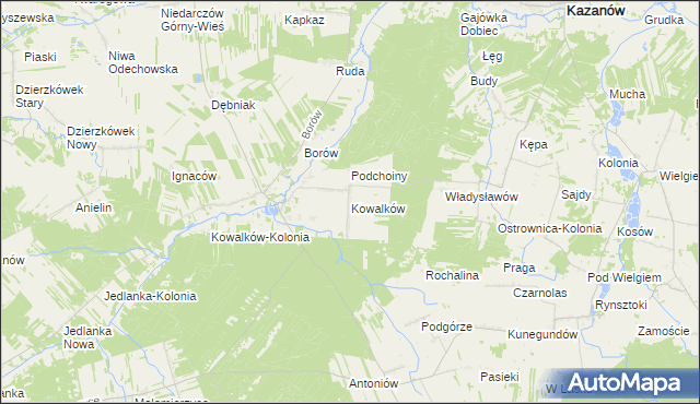 mapa Kowalków, Kowalków na mapie Targeo