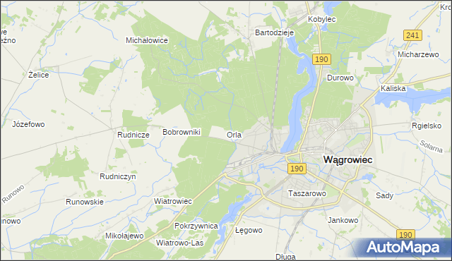 mapa Orla gmina Wągrowiec, Orla gmina Wągrowiec na mapie Targeo