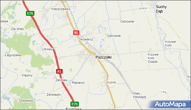 mapa Pszczółki powiat gdański, Pszczółki powiat gdański na mapie Targeo