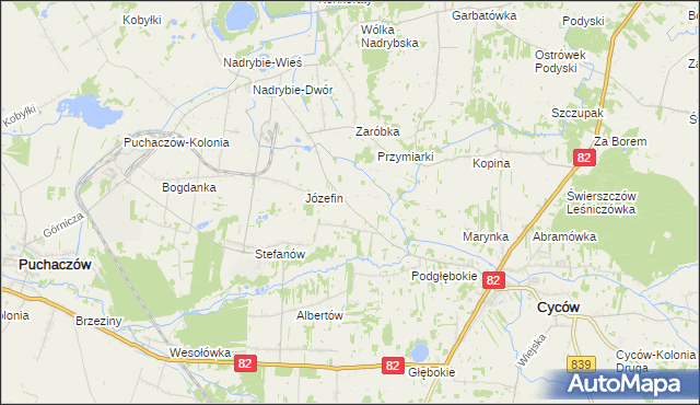 mapa Janowica gmina Cyców, Janowica gmina Cyców na mapie Targeo