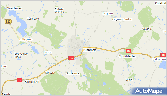 mapa Kisielice, Kisielice na mapie Targeo