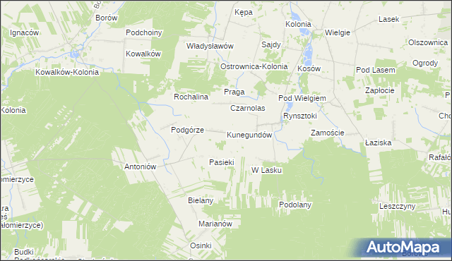 mapa Kunegundów, Kunegundów na mapie Targeo