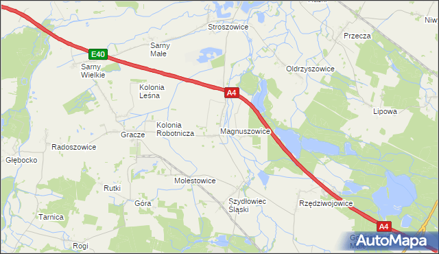 mapa Magnuszowice, Magnuszowice na mapie Targeo