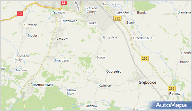mapa Turów gmina Głogów, Turów gmina Głogów na mapie Targeo