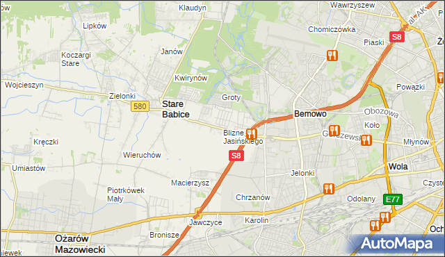 mapa Blizne Jasińskiego, Blizne Jasińskiego na mapie Targeo