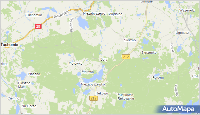 mapa Bory gmina Bytów, Bory gmina Bytów na mapie Targeo