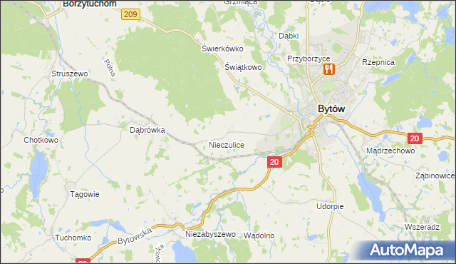 mapa Chomice gmina Bytów, Chomice gmina Bytów na mapie Targeo