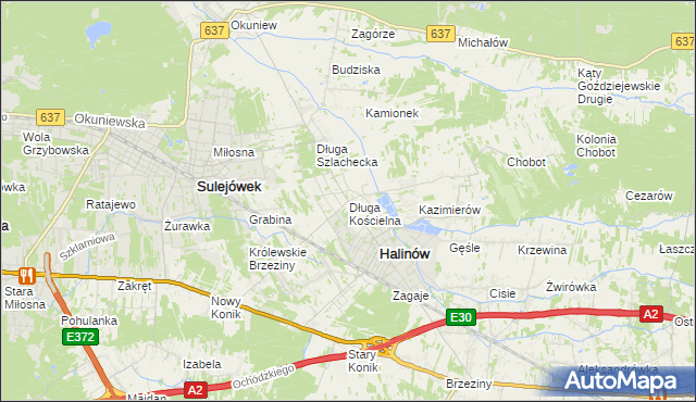 mapa Długa Kościelna, Długa Kościelna na mapie Targeo