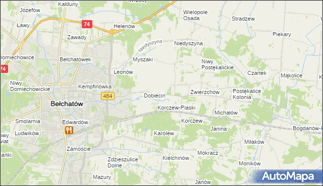 mapa Dobiecin Osada, Dobiecin Osada na mapie Targeo