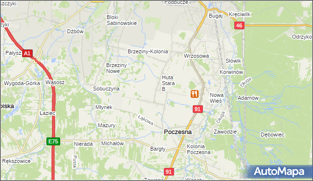 mapa Huta Stara A, Huta Stara A na mapie Targeo