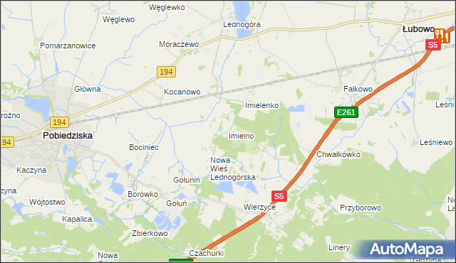 mapa Imielno gmina Łubowo, Imielno gmina Łubowo na mapie Targeo