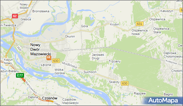 mapa Janówek Drugi, Janówek Drugi na mapie Targeo