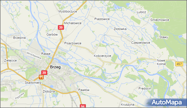 mapa Kościerzyce, Kościerzyce na mapie Targeo