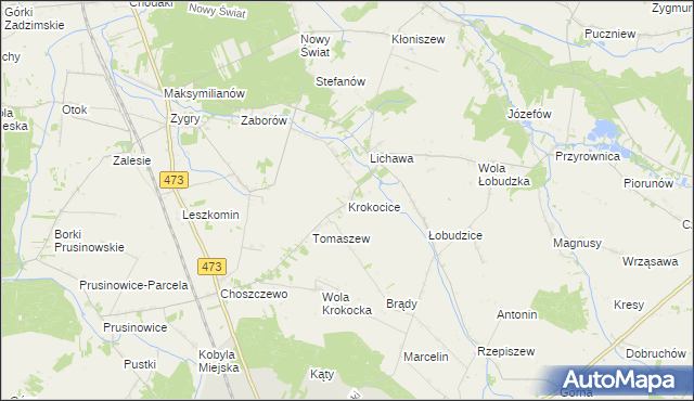 mapa Krokocice, Krokocice na mapie Targeo