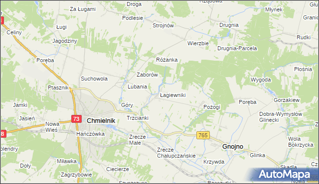 mapa Łagiewniki gmina Chmielnik, Łagiewniki gmina Chmielnik na mapie Targeo