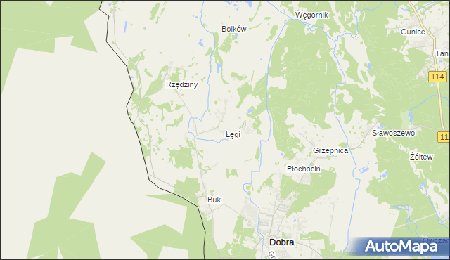 mapa Łęgi gmina Dobra (Szczecińska), Łęgi gmina Dobra (Szczecińska) na mapie Targeo