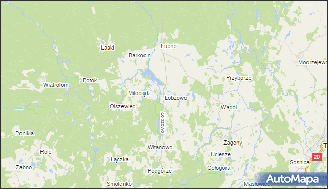 mapa Łobzowo gmina Kołczygłowy, Łobzowo gmina Kołczygłowy na mapie Targeo