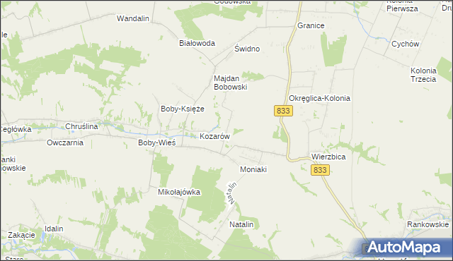 mapa Moniaki-Kolonia, Moniaki-Kolonia na mapie Targeo