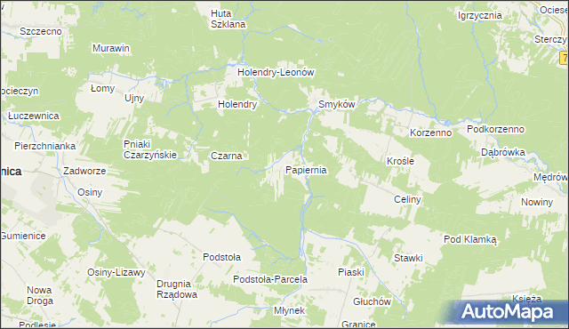 mapa Papiernia gmina Raków, Papiernia gmina Raków na mapie Targeo