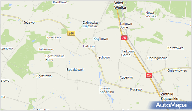 mapa Pęchowo, Pęchowo na mapie Targeo