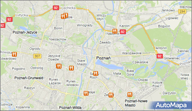 mapa Poznania, Poznań na mapie Targeo