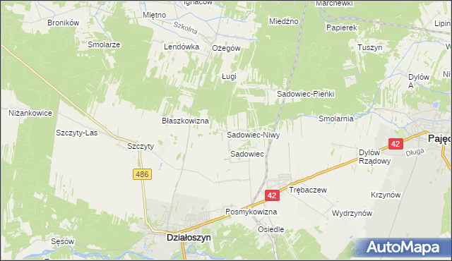 mapa Sadowiec-Niwy, Sadowiec-Niwy na mapie Targeo