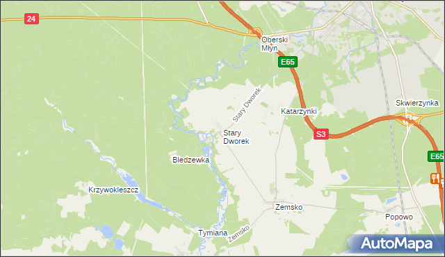 mapa Stary Dworek, Stary Dworek na mapie Targeo