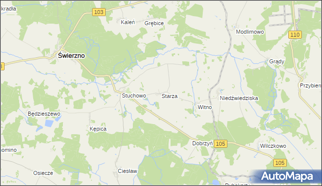 mapa Starza gmina Świerzno, Starza gmina Świerzno na mapie Targeo