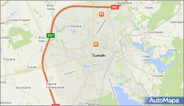 mapa Suwałk, Suwałki na mapie Targeo