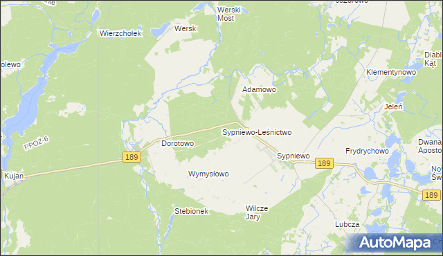 mapa Sypniewo-Leśnictwo, Sypniewo-Leśnictwo na mapie Targeo