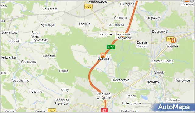mapa Szewce gmina Sitkówka-Nowiny, Szewce gmina Sitkówka-Nowiny na mapie Targeo