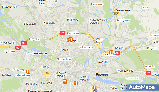 mapa Winogrady, Winogrady na mapie Targeo