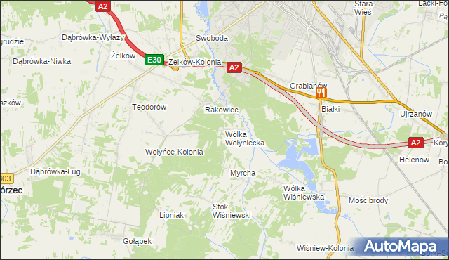 mapa Wólka Wołyniecka, Wólka Wołyniecka na mapie Targeo