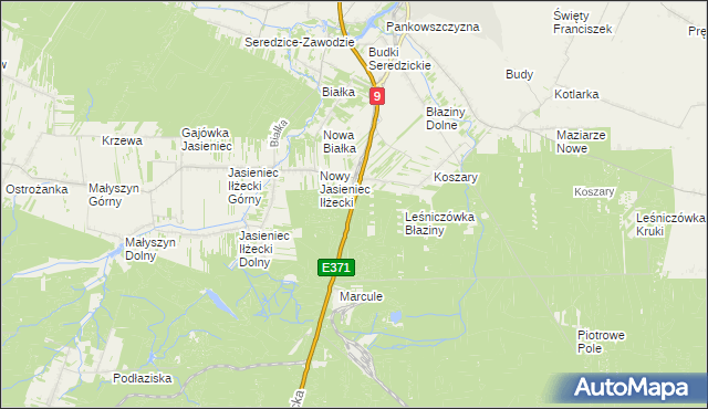 mapa Gajówka Pastwiska, Gajówka Pastwiska na mapie Targeo