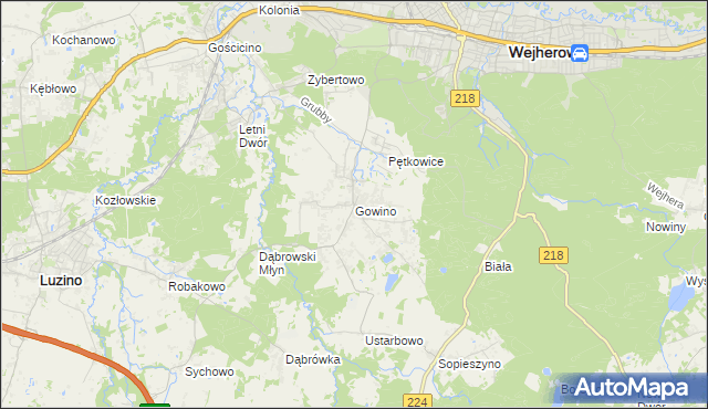 mapa Gowino, Gowino na mapie Targeo