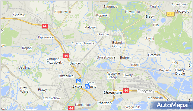 mapa Broszkowice, Broszkowice na mapie Targeo