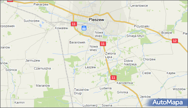 mapa Folusz gmina Pleszew, Folusz gmina Pleszew na mapie Targeo