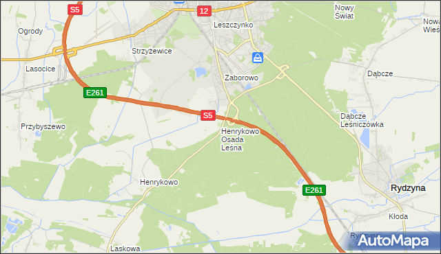 mapa Henrykowo Osada Leśna, Henrykowo Osada Leśna na mapie Targeo