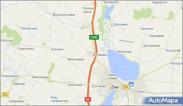 mapa Jaroszewo gmina Żnin, Jaroszewo gmina Żnin na mapie Targeo