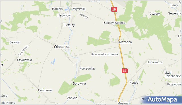 mapa Korczówka-Kolonia, Korczówka-Kolonia na mapie Targeo