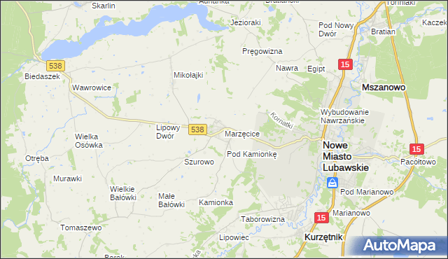 mapa Marzęcice gmina Kurzętnik, Marzęcice gmina Kurzętnik na mapie Targeo