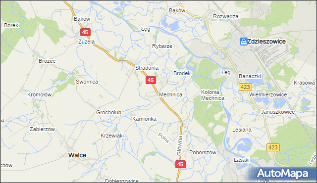 mapa Mechnica, Mechnica na mapie Targeo