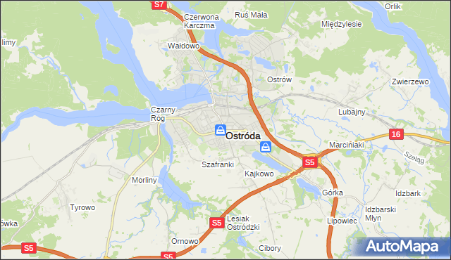 mapa Ostróda, Ostróda na mapie Targeo