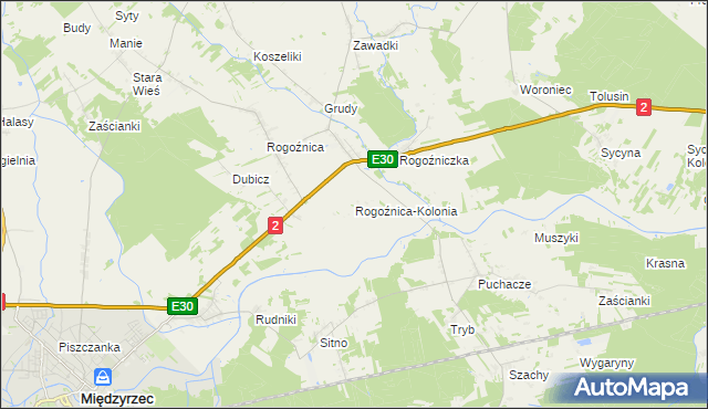 mapa Rogoźnica-Kolonia, Rogoźnica-Kolonia na mapie Targeo