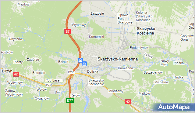 mapa Skarżysko-Kamienna, Skarżysko-Kamienna na mapie Targeo