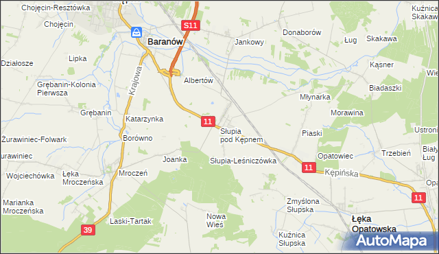 mapa Słupia pod Kępnem, Słupia pod Kępnem na mapie Targeo