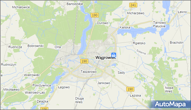 mapa Wągrowiec, Wągrowiec na mapie Targeo