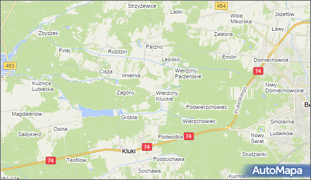 mapa Wierzchy Kluckie, Wierzchy Kluckie na mapie Targeo