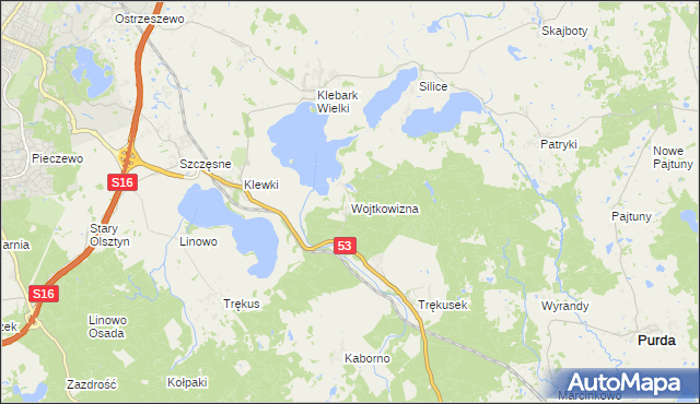 mapa Wojtkowizna, Wojtkowizna na mapie Targeo