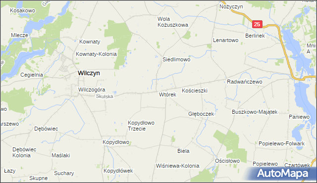 mapa Wtórek gmina Wilczyn, Wtórek gmina Wilczyn na mapie Targeo